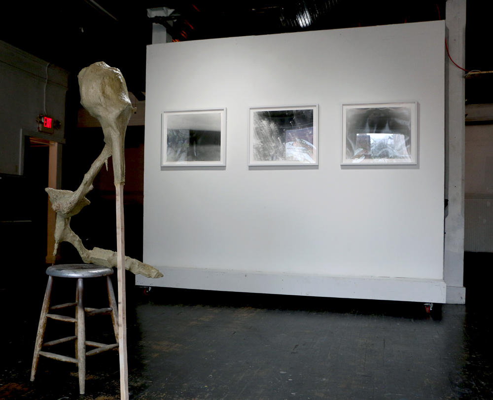 L to R: Andrew Boatright, Untitled, 2014; Stephanie Dowda, Sense of Past, 2014; Dowda, Sense of Breaking Apart, 2013; Dowda, We are the Lightning, 2013