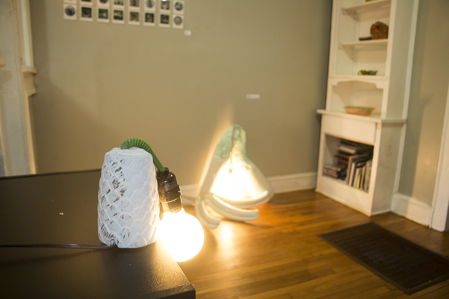 L to R: Alice Kim, "Under things," 2017; Jane Foley, "Sad Poolside Beverage," 2017; Jane Foley, "Sad Lamp no. 2," 2017; Amelia Phythian, "Baskets 1 - 6," 2017